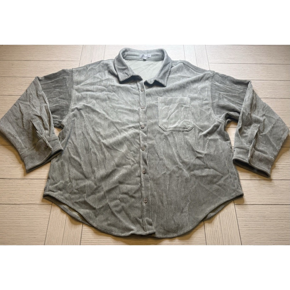 Wishlist Apparel Oversized Boxy Corduroy Button Down Sage Womens Shirt. Sz M/L
